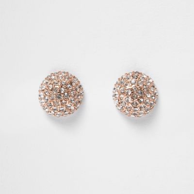 Rose gold tone stone stud earrings